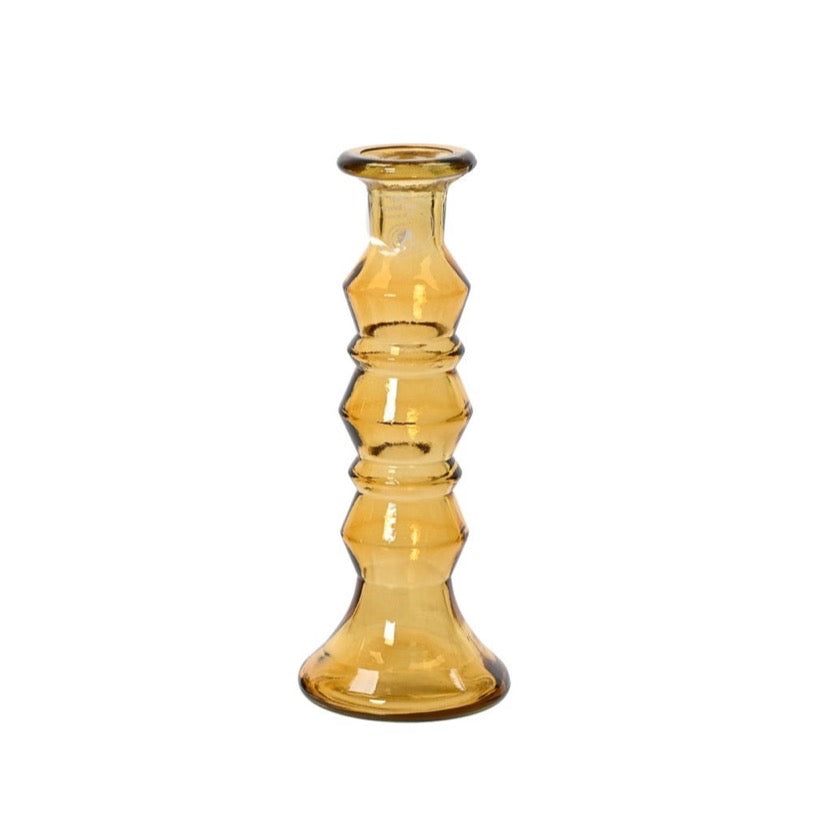 Recycled Glass Candle Holders Yellow Geometric