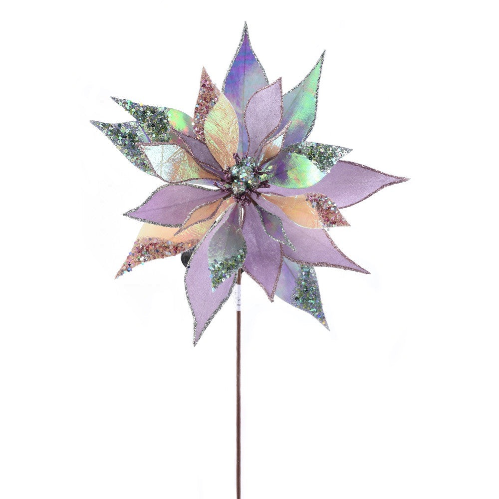 Lavender Metallic Poinsettia Stem
