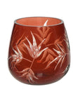 Etched-Leaf Tea Light Holder Red