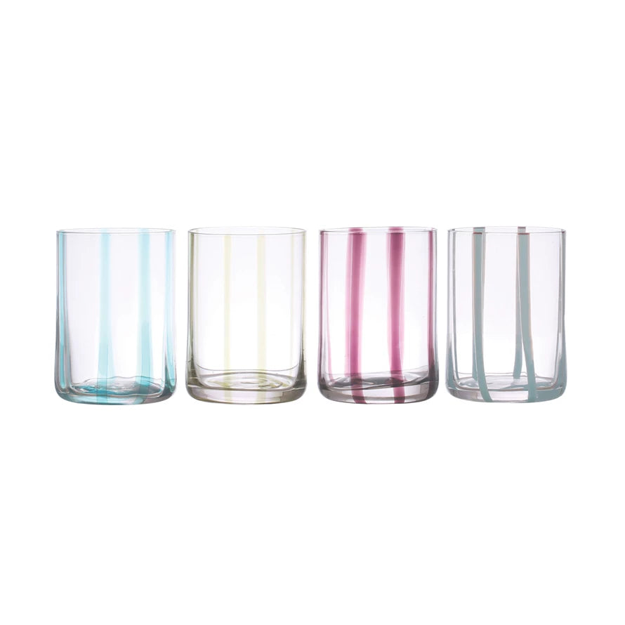 Highball Glasses - Striped Retro Highball Glasses Set of 4