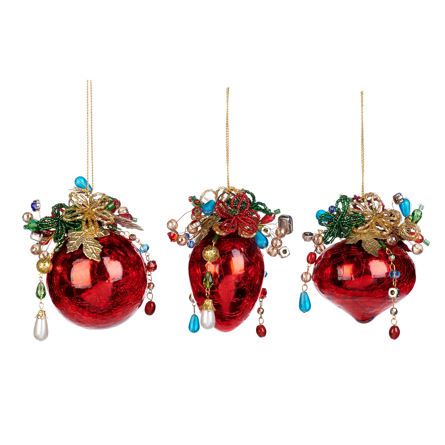 Red Mercury Glass Ornament with Jewels