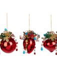 Red Mercury Glass Ornament with Jewels