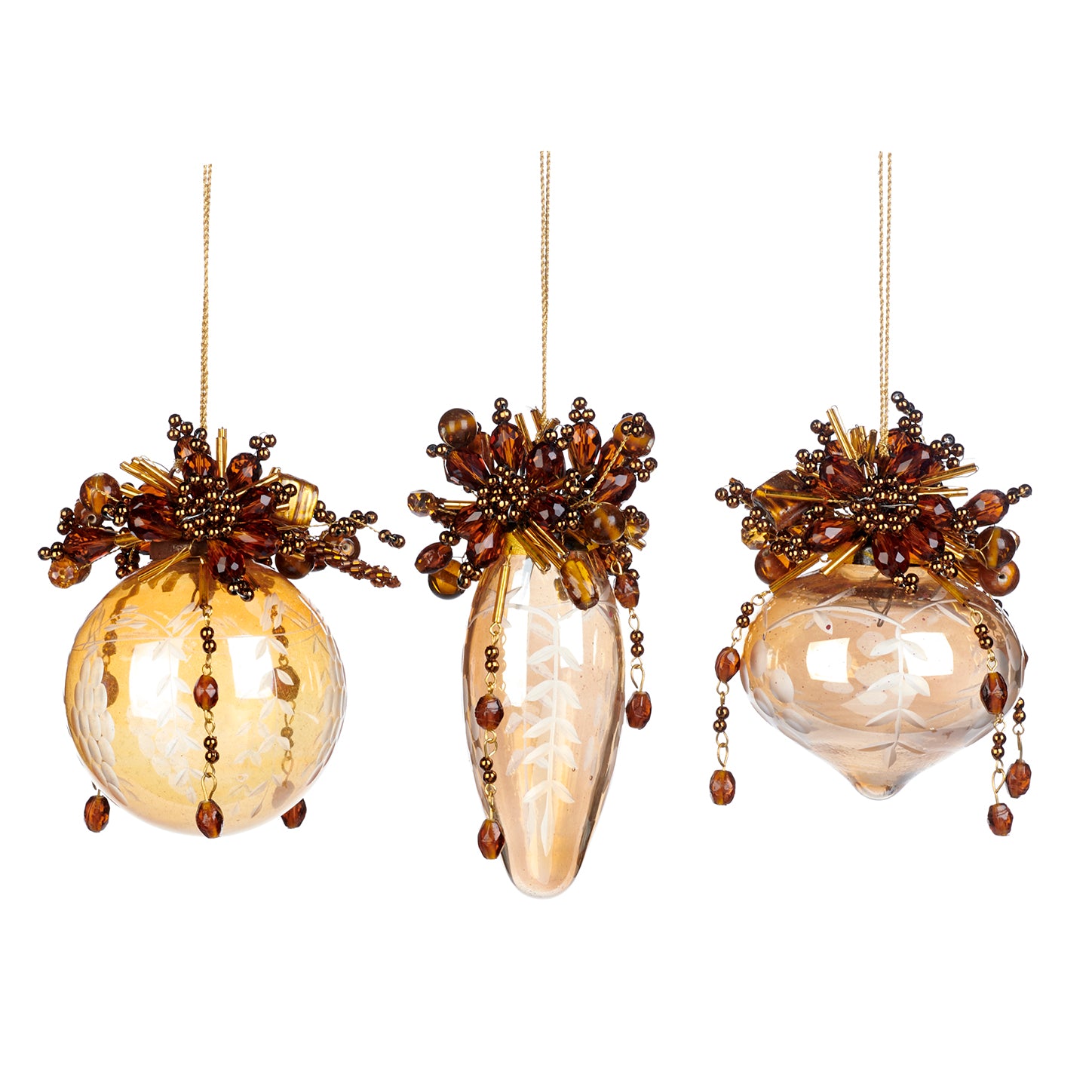 Etched-Glass Ornament with Bronze Beading
