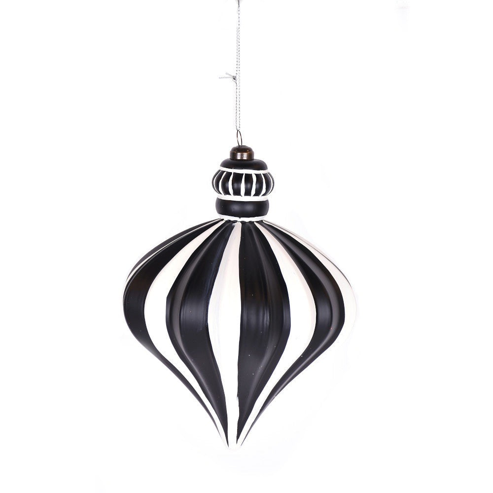 Black and White Teardrop Finial Ornament
