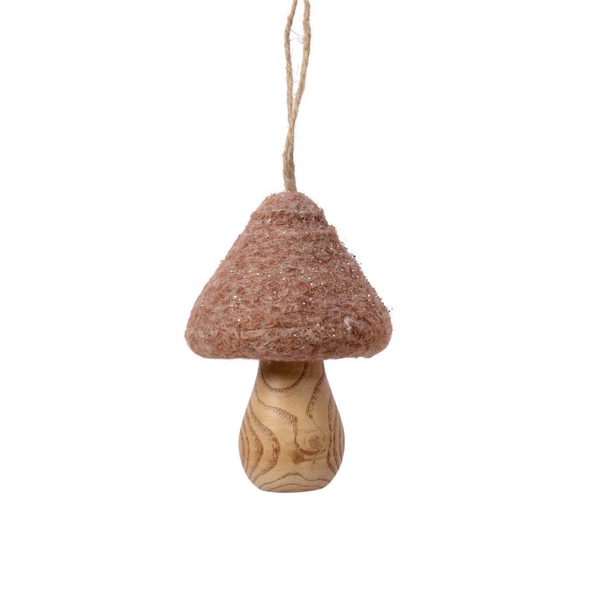 Unbleached Felt Mushroom Ornament Brown