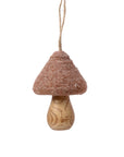Unbleached Felt Mushroom Ornament Brown