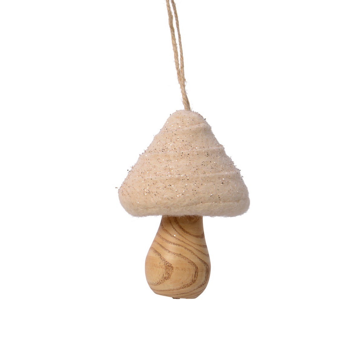 Unbleached Felt Mushroom Ornament Cream