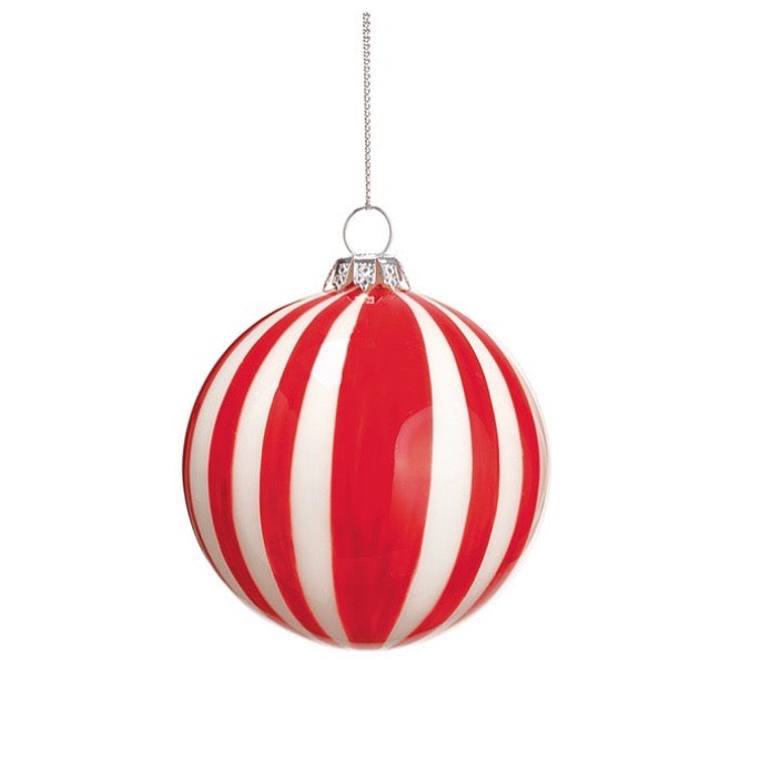 Candy-Striped Glass Ornament set of three Ball