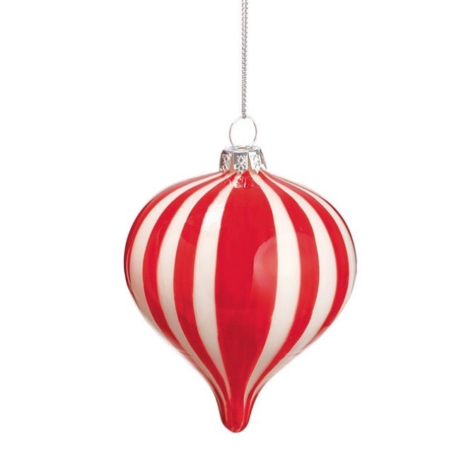 Candy-Striped Glass Ornament set of three Diamond