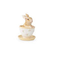 Ceramic Bunnies In Tea Cups Orange and White