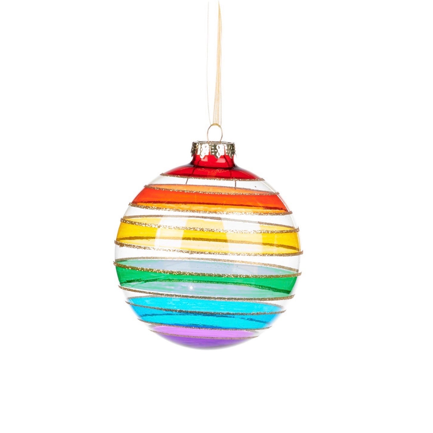 Striped-Glass Rainbow Ornament Ball