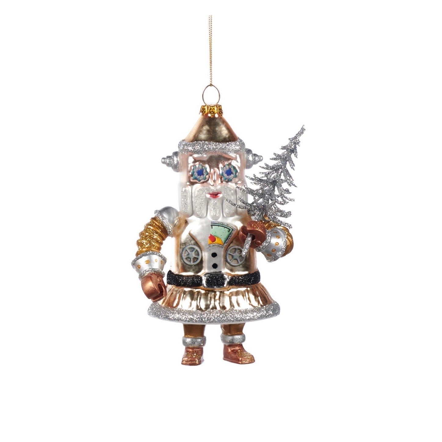 Glass Santa Robot Ornaments Robot Santa
