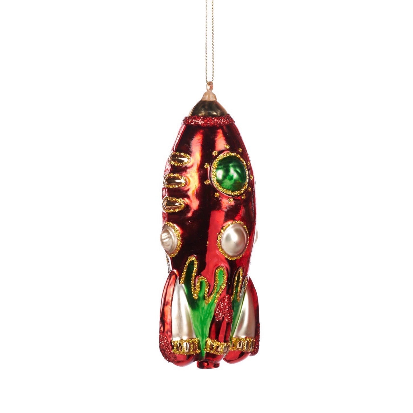 Glass Retro Rocket and UFO Ornaments Rocket