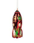 Glass Retro Rocket and UFO Ornaments Rocket