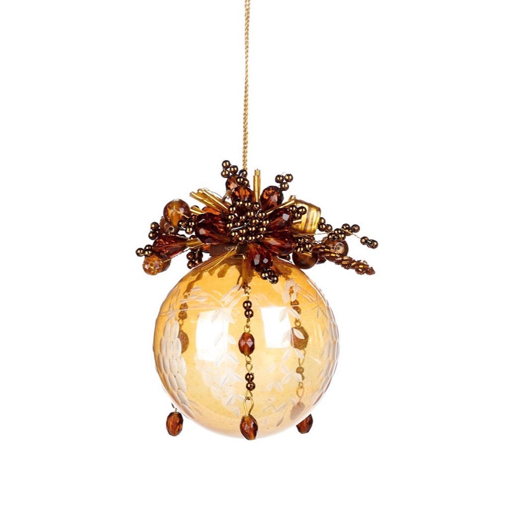 Etched-Glass Ornament with Bronze Beading Circle
