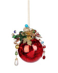 Red Mercury Glass Ornament with Jewels Circle