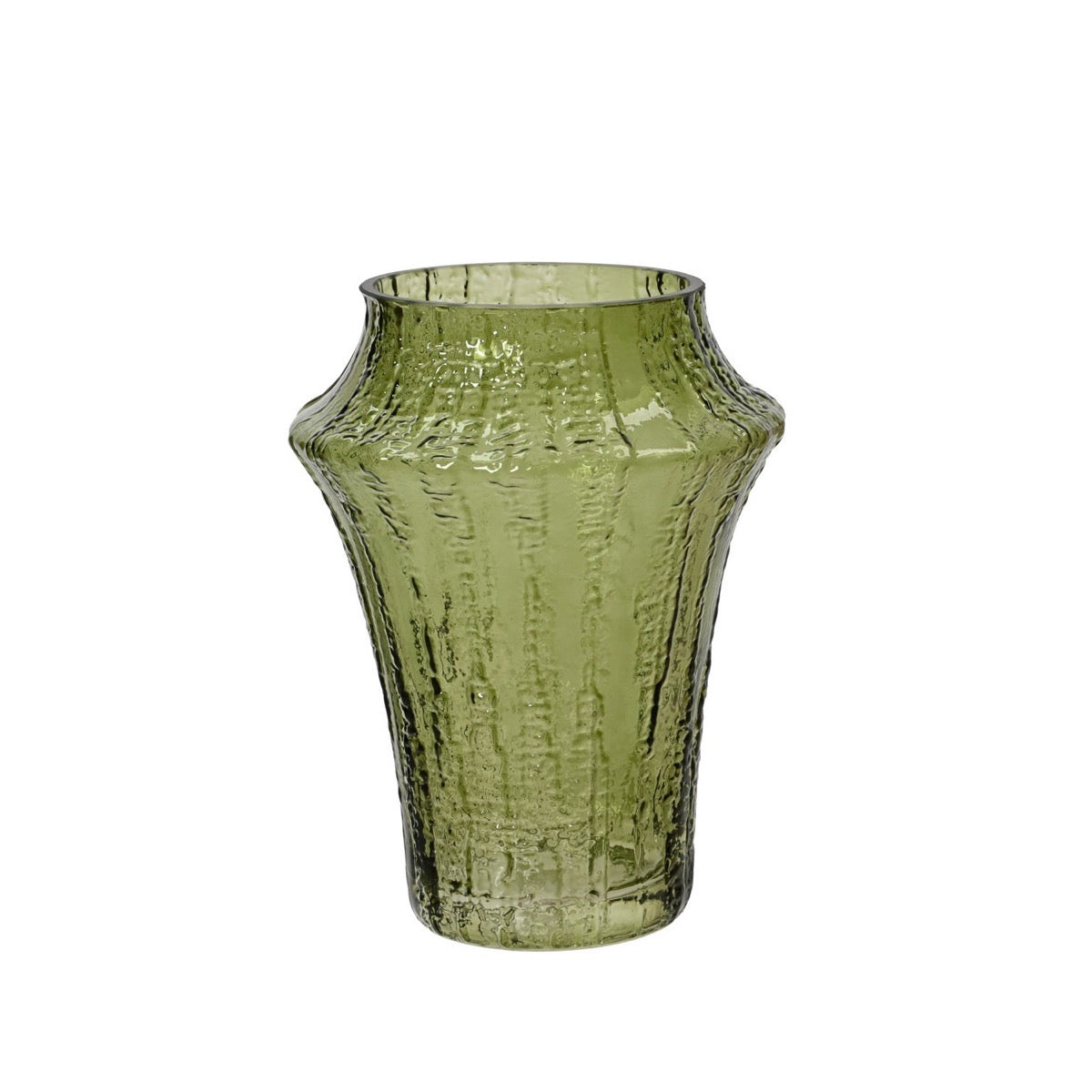 Short Ribboned Glass Vases Green