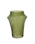 Short Ribboned Glass Vases Green
