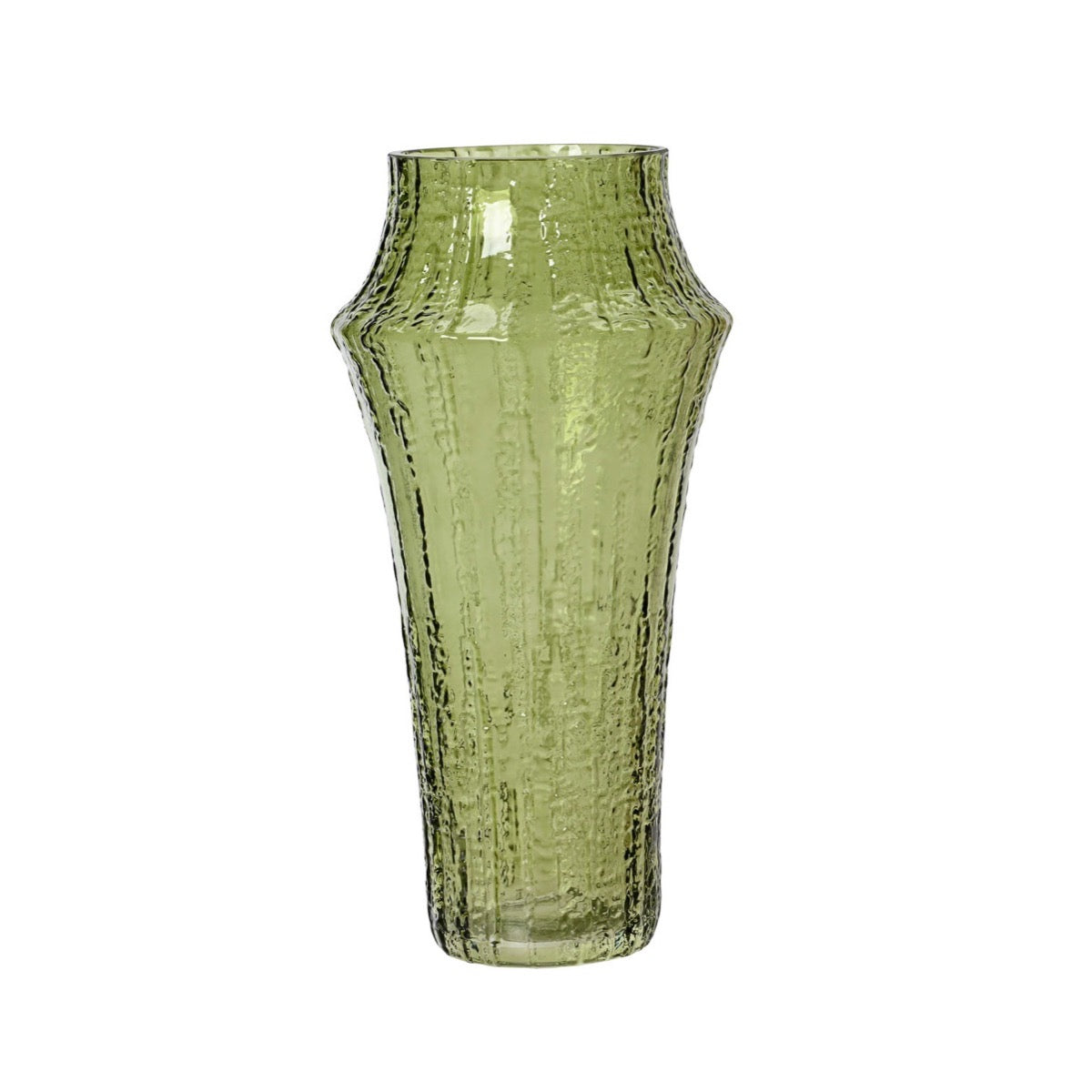 Tall Ribboned Glass Vases Green