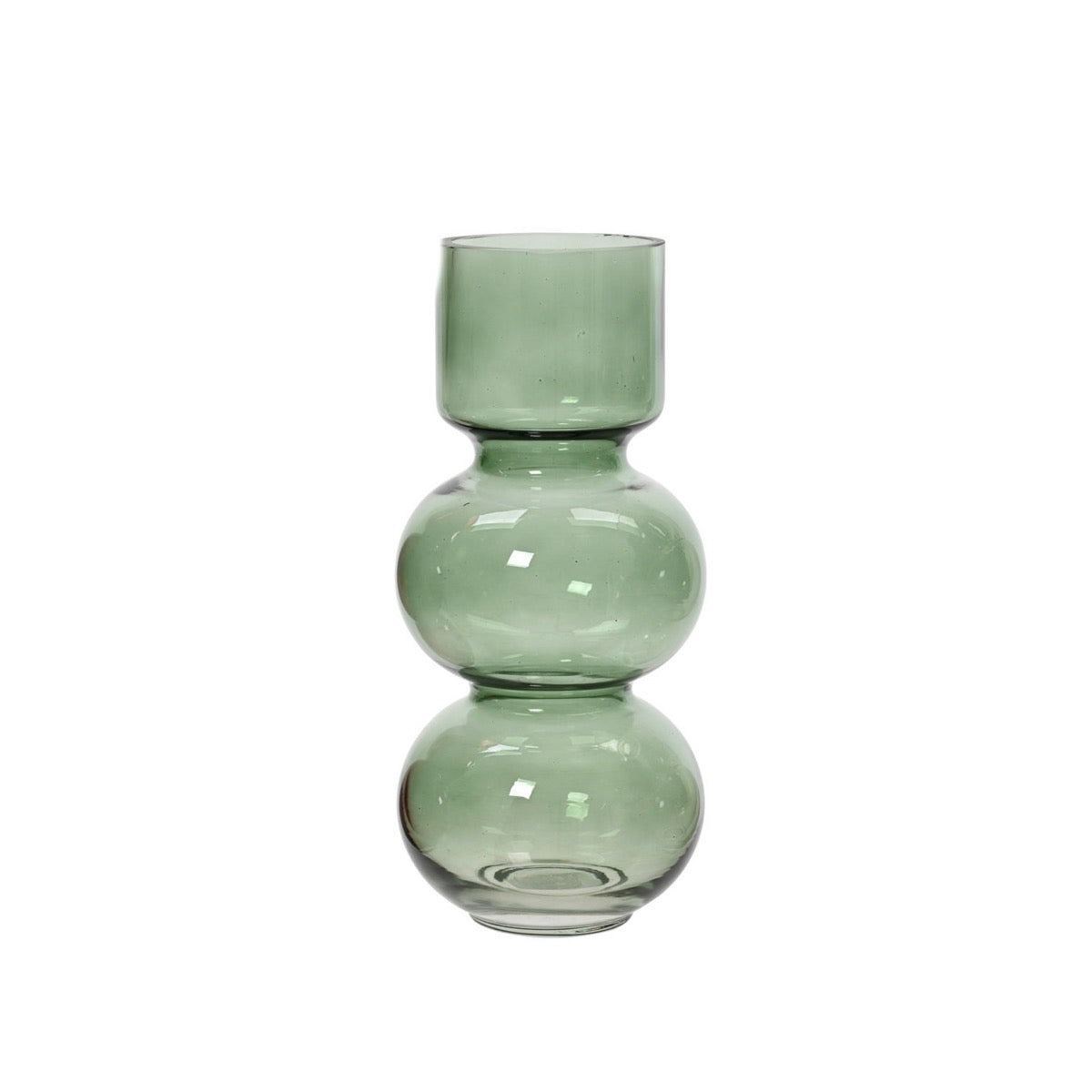 Glass Bubble Vase 12.8" Green