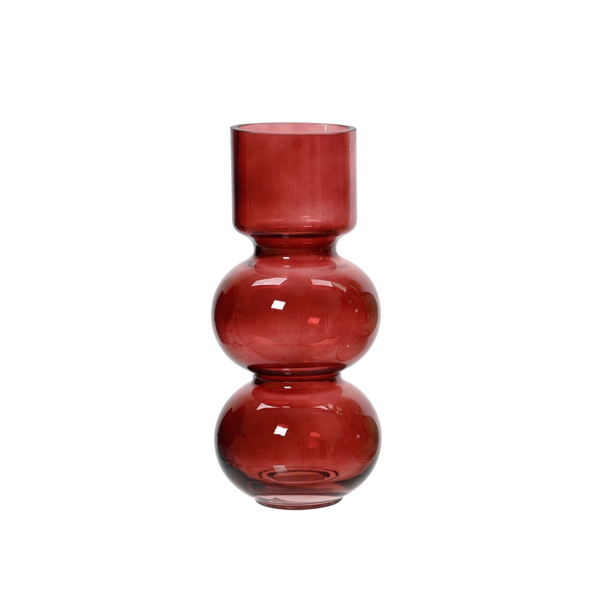 Glass Bubble Vase 12.8" Red