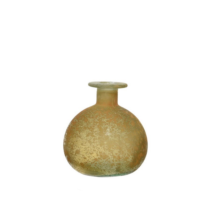 Embossed and Etched-Glass Vases Yellow