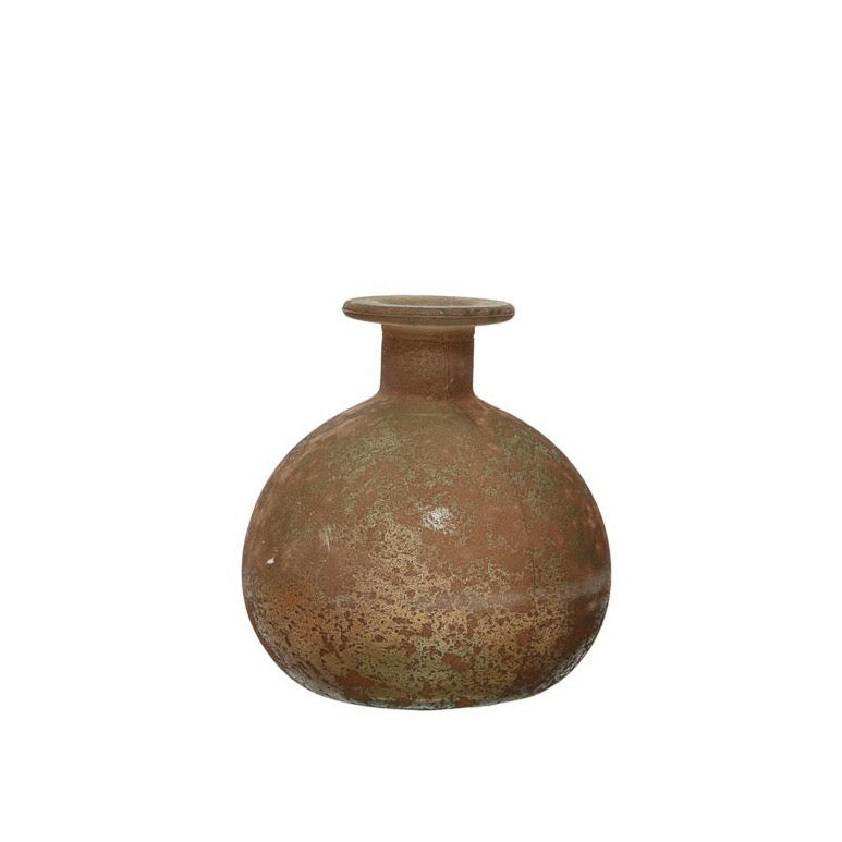 Embossed and Etched-Glass Vases Brown