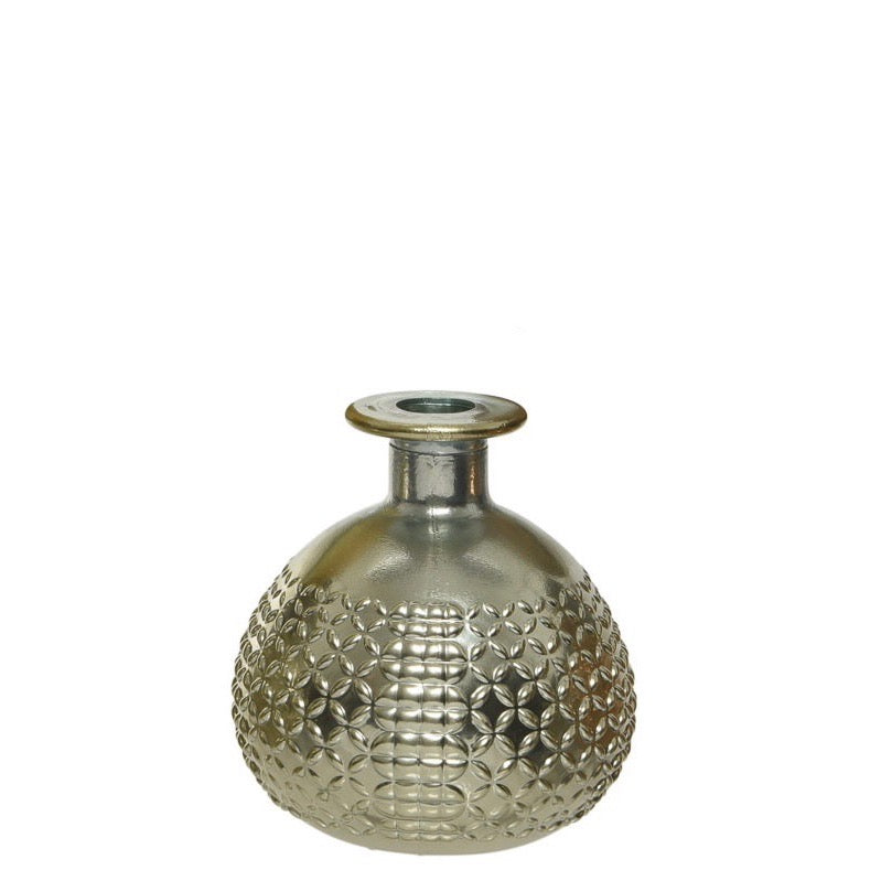 Embossed and Etched-Glass Vases Silver