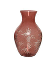 Leaf Pattern Glass Vase Pink