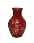 Leaf Pattern Glass Vase Red