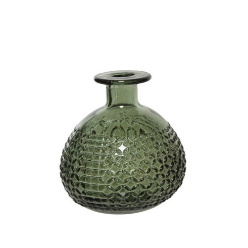 Glass Ball Vases in Assorted Colors Patterned Green