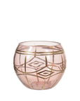 Gold-Etched Tea Light Holder 2.7" Pink