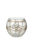 Gold-Etched Tea Light Holder 2.7" Clear