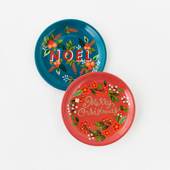 Holiday Greetings Enameled Plates