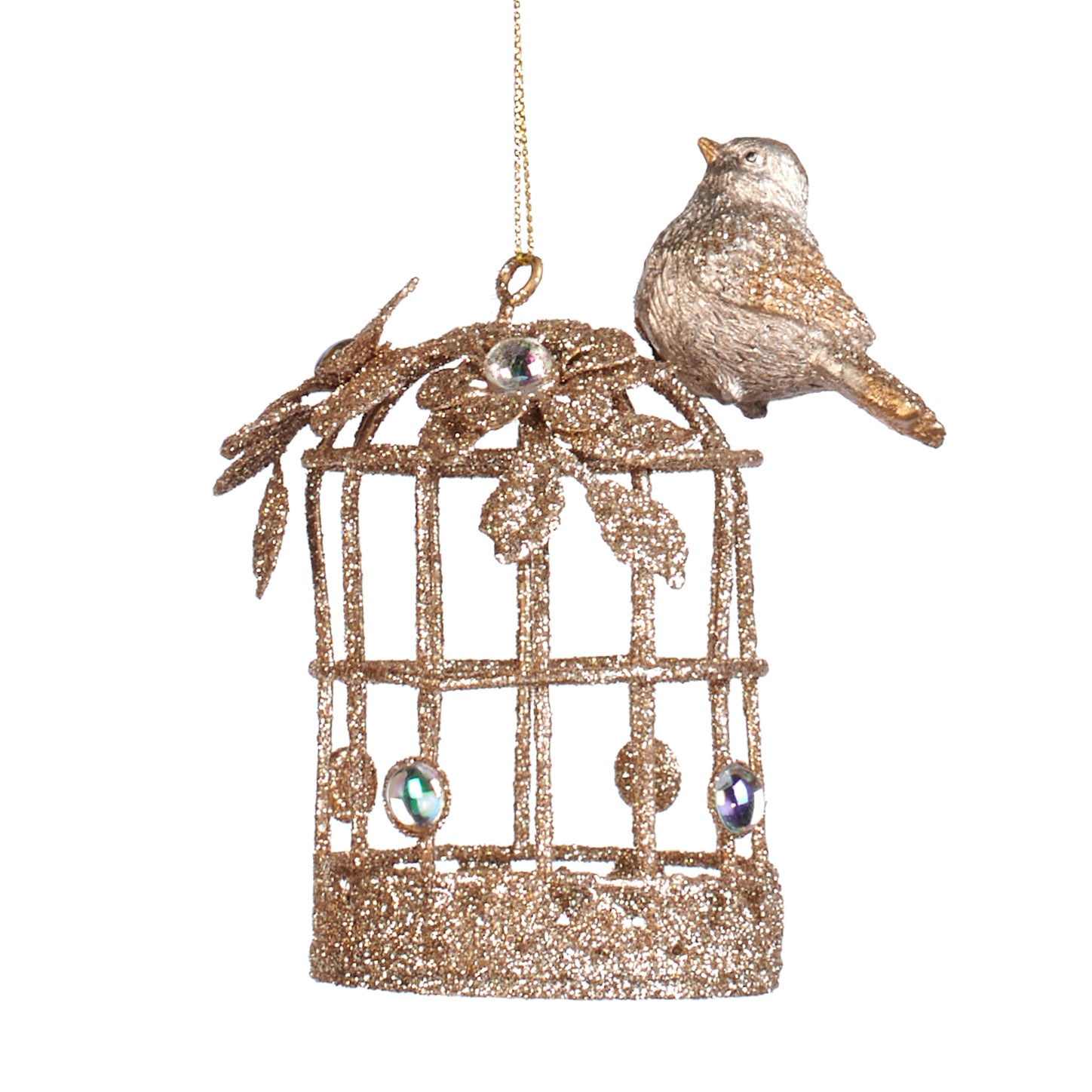 Glitter Bird Cage Ornament