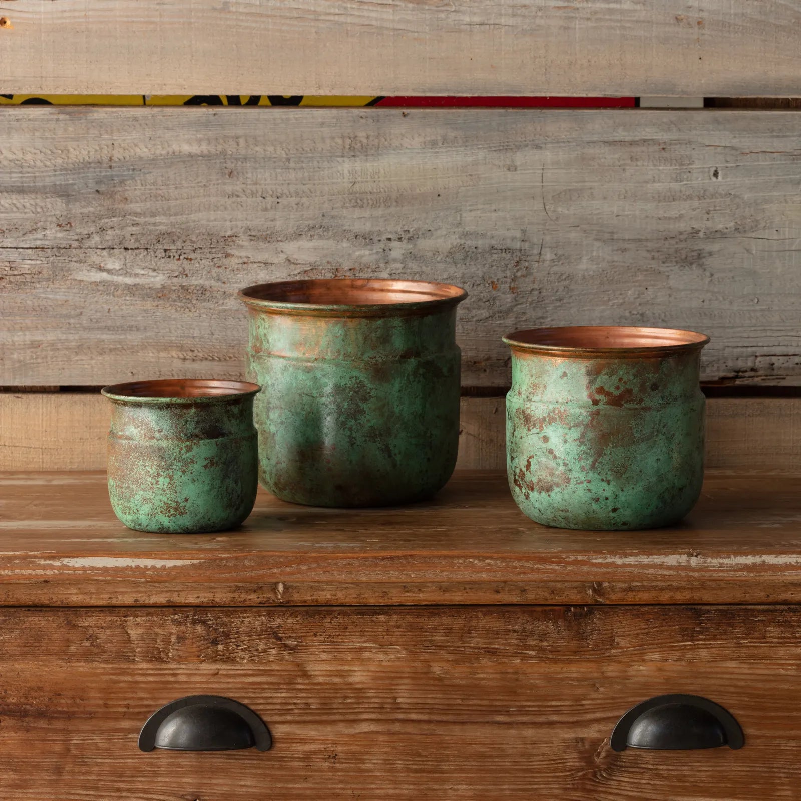 Verdegris and Copper Planters