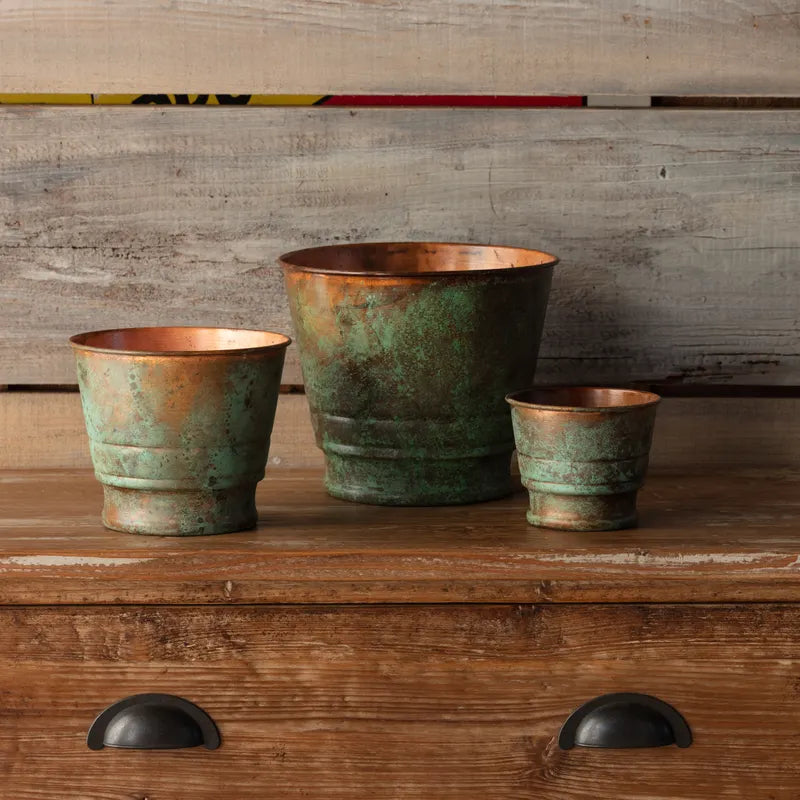 Set of Three Verde Flower Pots