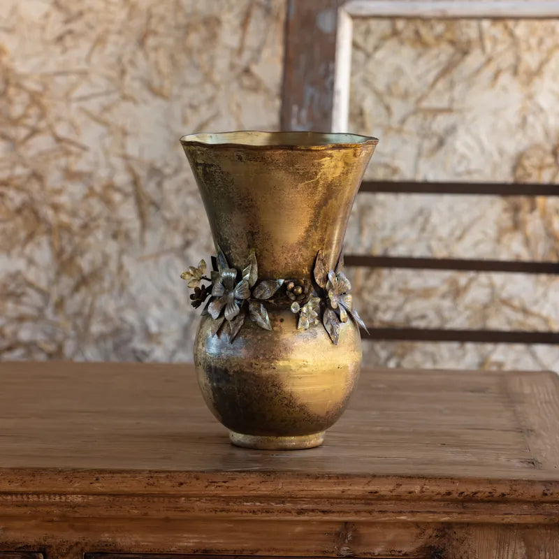 Jeweled Garland Antiquated Gold Large Vase