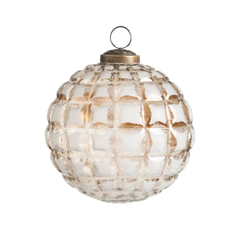 Faceted Frozen Glass Ball Ornament