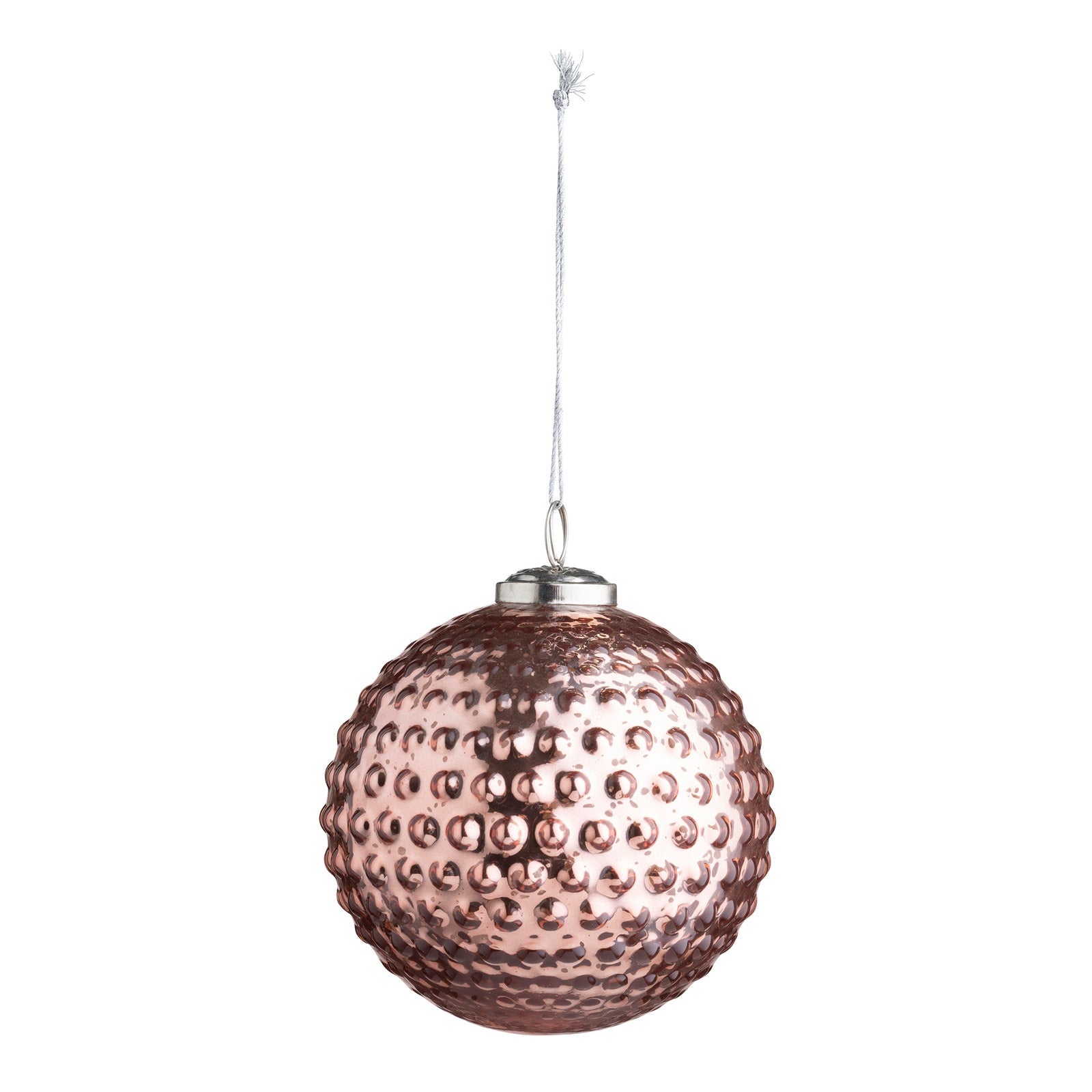 Round Hobnail Rose Mercury Glass Ornament 5"