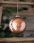 Round Hobnail Rose Mercury Glass Ornament