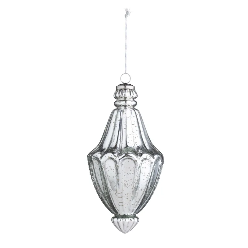 Silver Cathedral Glass Drop Ornament 10"