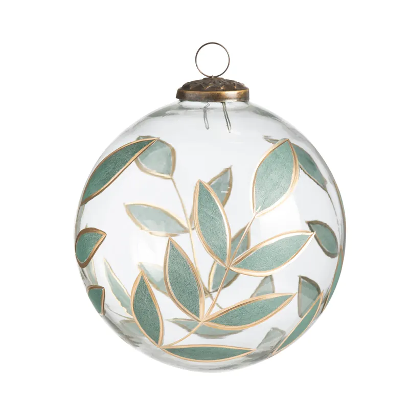 Painted Laurel Glass Ornament 6"