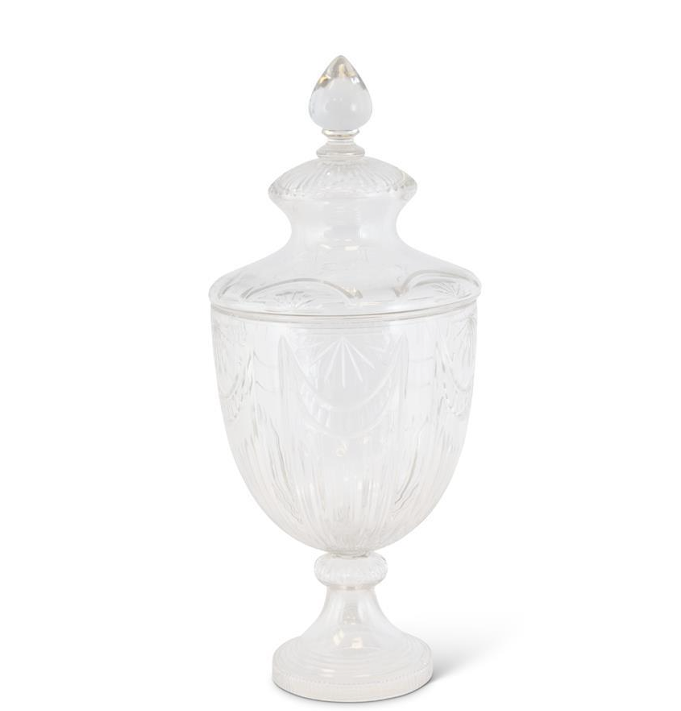 Etched-Glass Chalice Jar with Finial Lid
