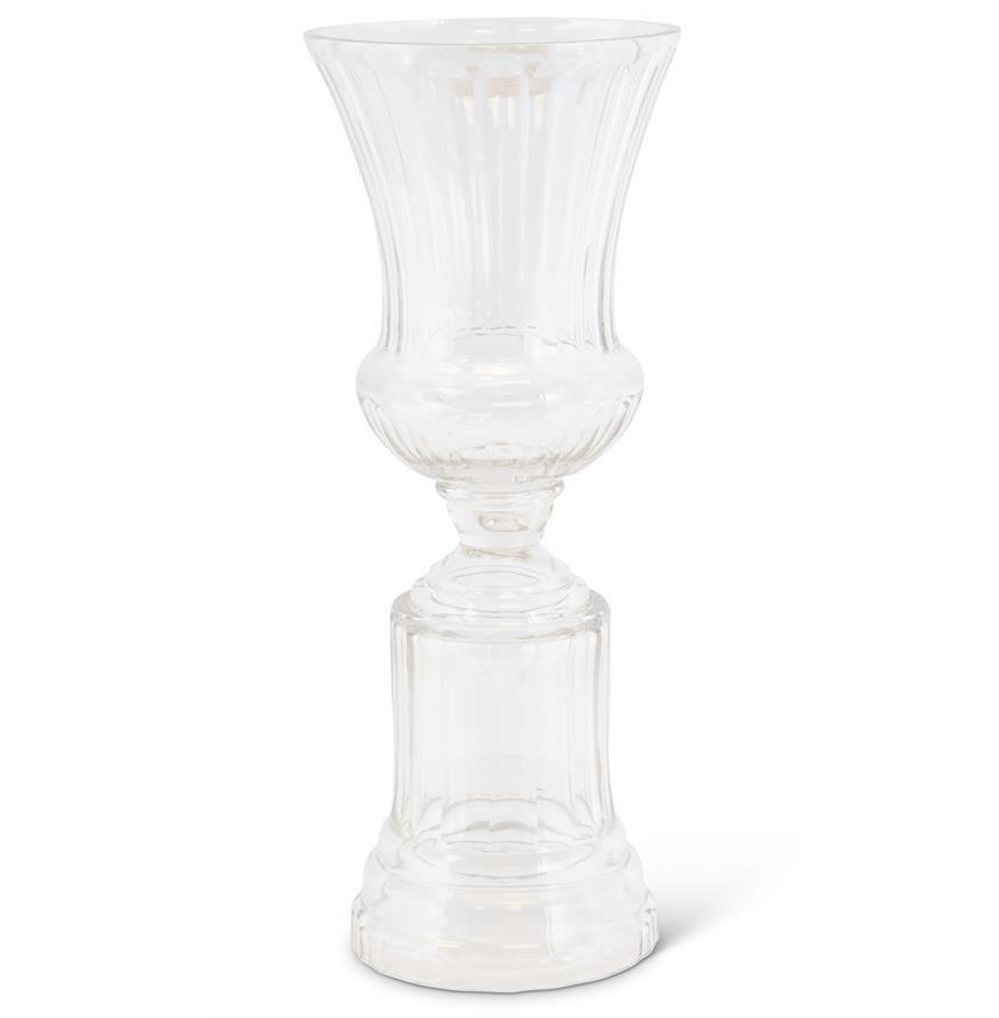 Ribbed Clear-Glass Trophy Vase
