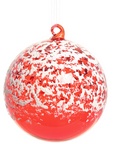 Snowy Red Glass Ornament 4.75"