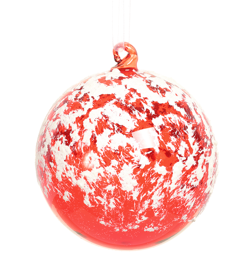Snowy Red Glass Ornament 4"