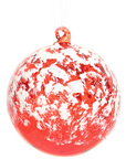 Snowy Red Glass Ornament 4"