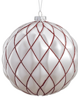 Red and White Glitter Ornament White