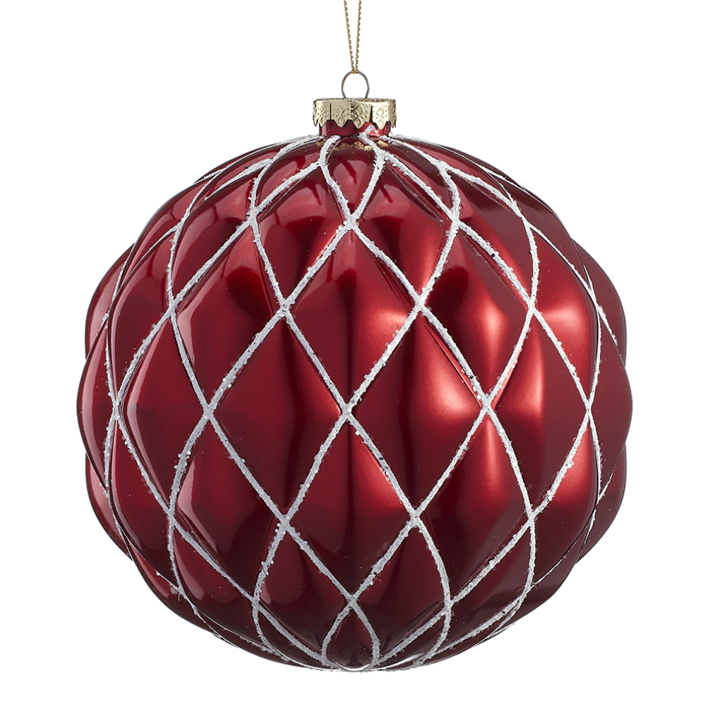Red and White Glitter Ornament Red